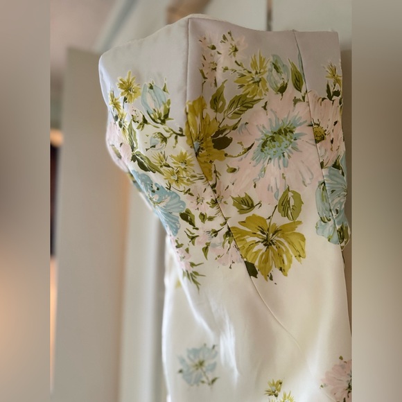 Vintage Kathlin Argiro Atelier Strapless Midi Floral Dress 100% Silk - Picture 4 of 7